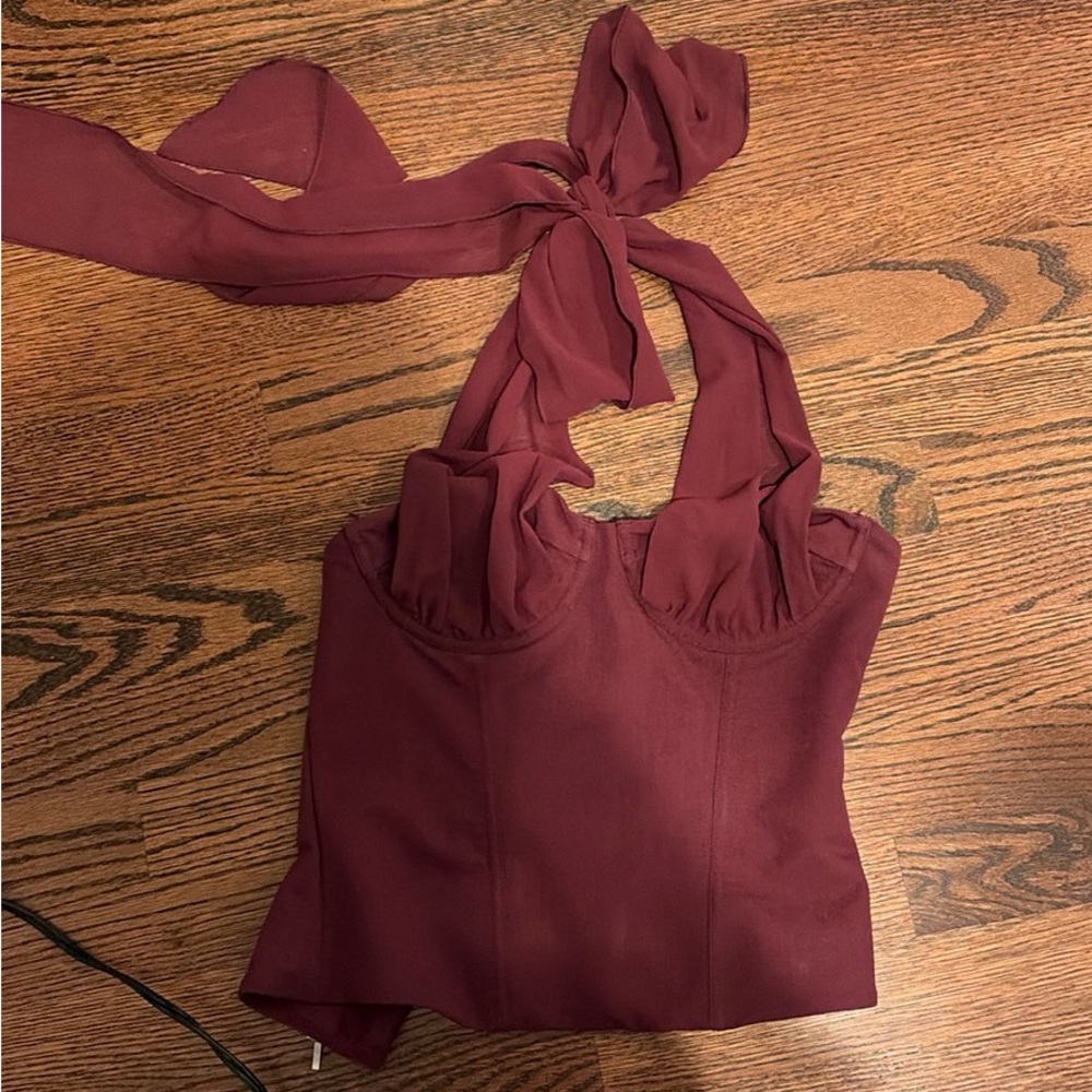 Elegant Burgundy Halter Top
